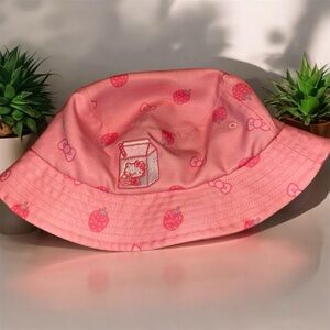 Hello Kitty Pink Bucket Hat with Strawberry Print